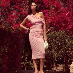 Reformation Adrielle Knit Dress Pink -  SIZE MEDIUM